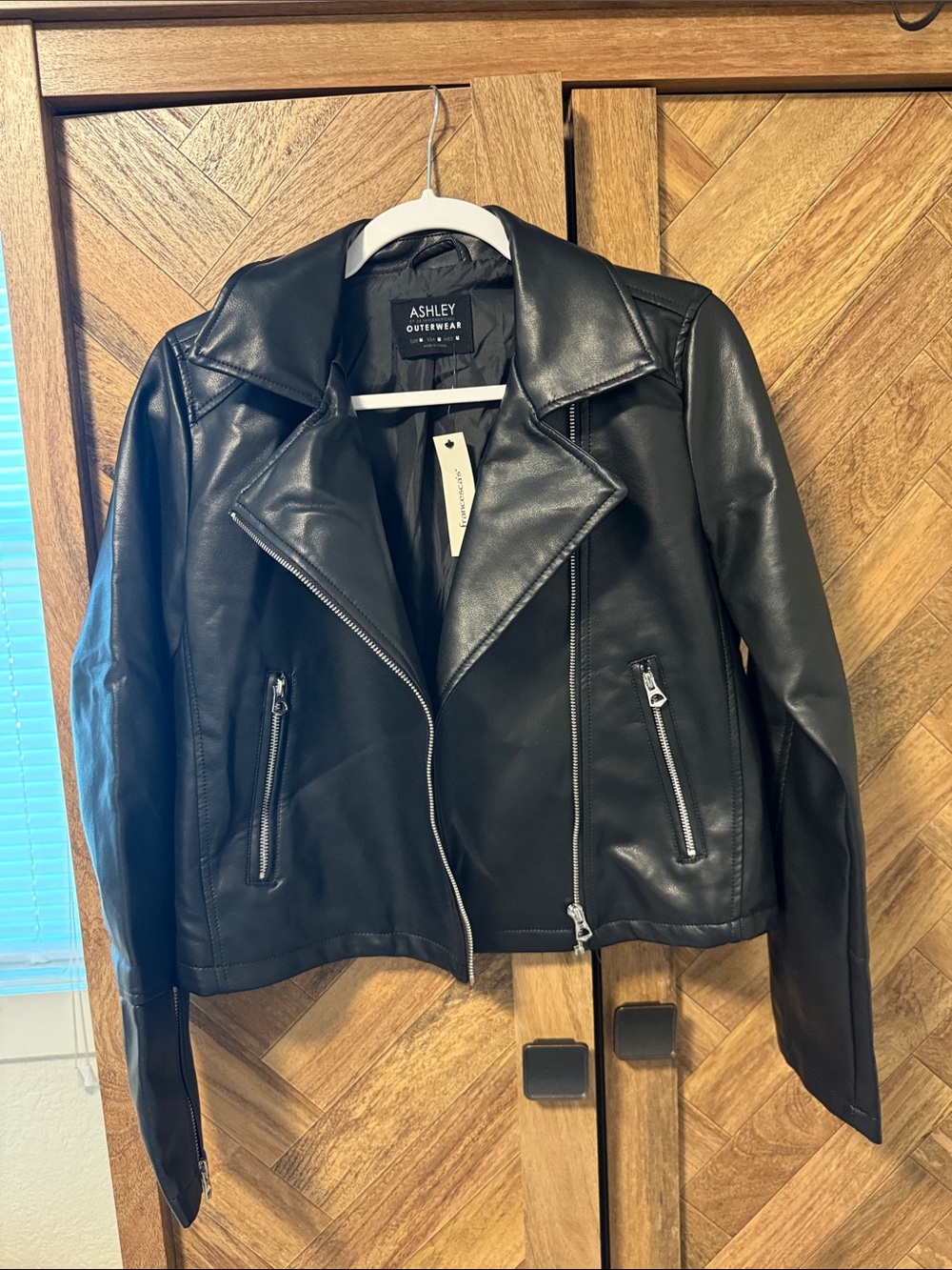 Women's Black Faux Leather Moto Jacket